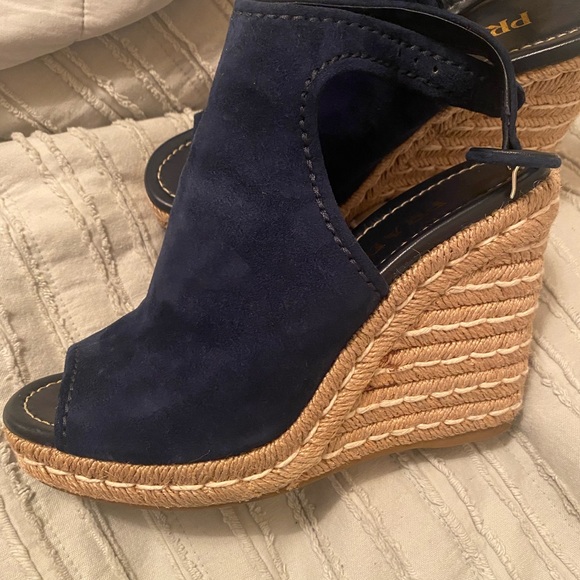 Prada Suede Open-Toe Espadrille Glove Sandal, Blue (Bleu) - Picture 7 of 8